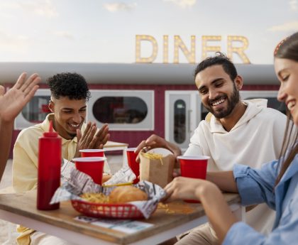 friends eating outdoors