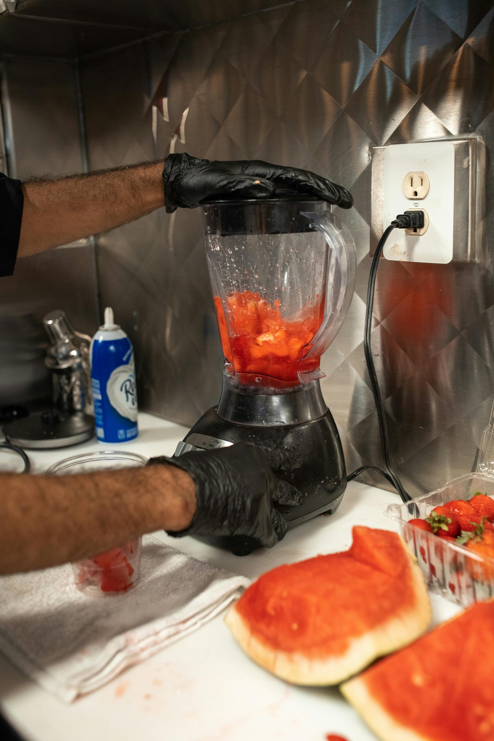 Blending of Watermelon for a Fruit Shake